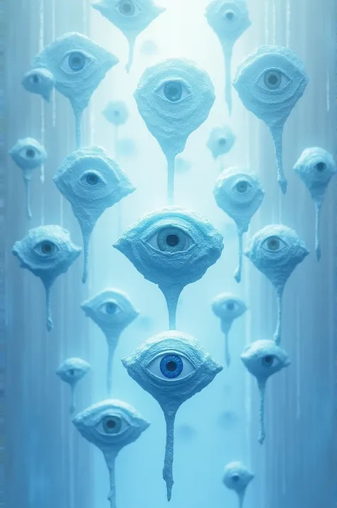 Many Greek Eye Symbols,  light blue background