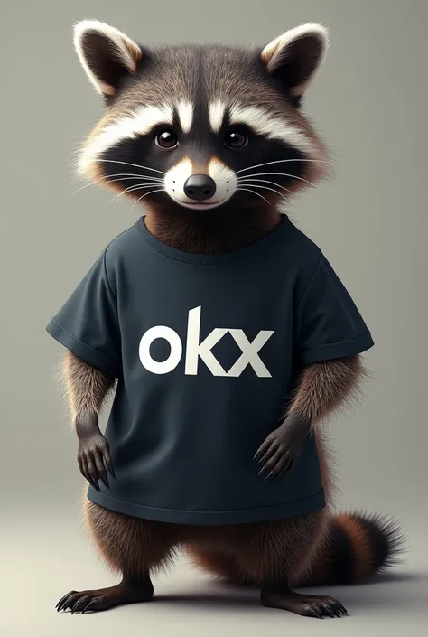 Image of a raccoon wearing the shirt with the OKX crypto broker logo 