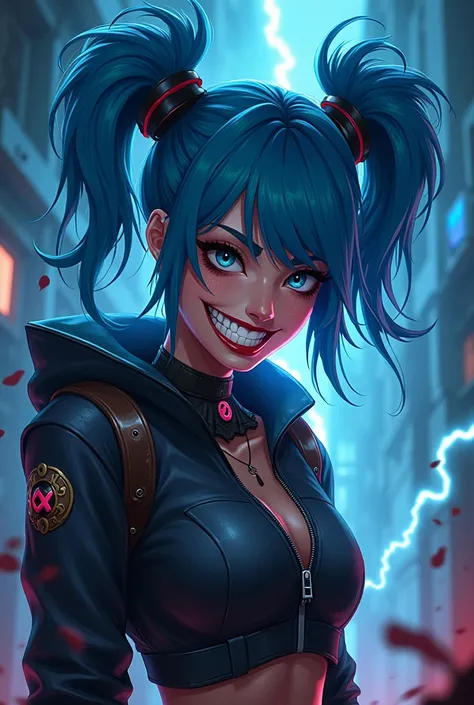 Jinx League of Legends in Arcanes drawing style