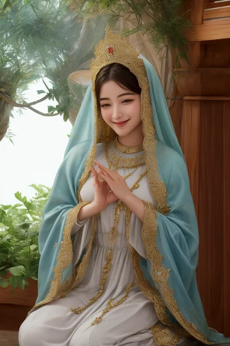 Our Lady of the Dew , smiling,