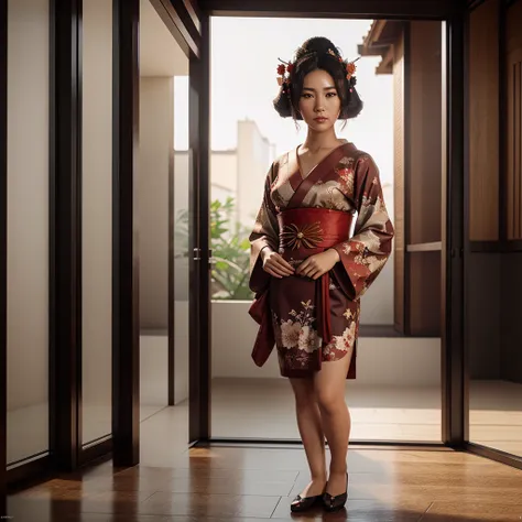 a highly detailed full body portrait of a geisha. 8k, octane render, Intricate hyperdetails, Symmetrical  