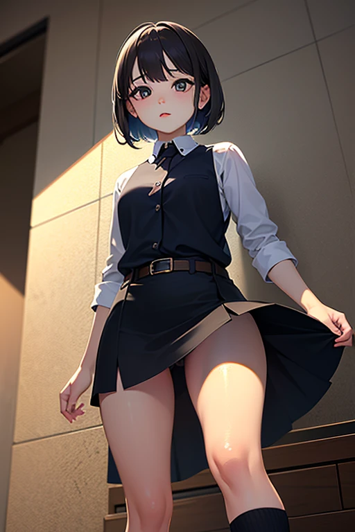  super high definition 、 real photo、 ultra detail ( Extremely Detailed CG Unity 8K Wallpaper 、masterpiece)、(Best lighting、 best shadow、 very delicate and beautiful)、 short cut, baby-faced, petite woman 、《1. 2 feel like beautiful legs are growing from a min...