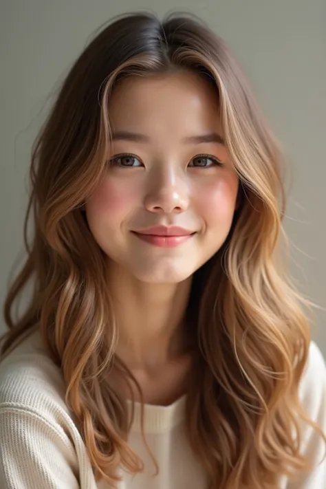 A 24-year-old , wavy light brown hair 