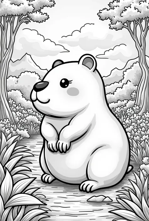 Kawai capybaras high resolution coloring pages