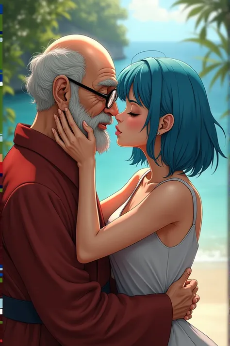 Bulma briefs besando al maestro roshi