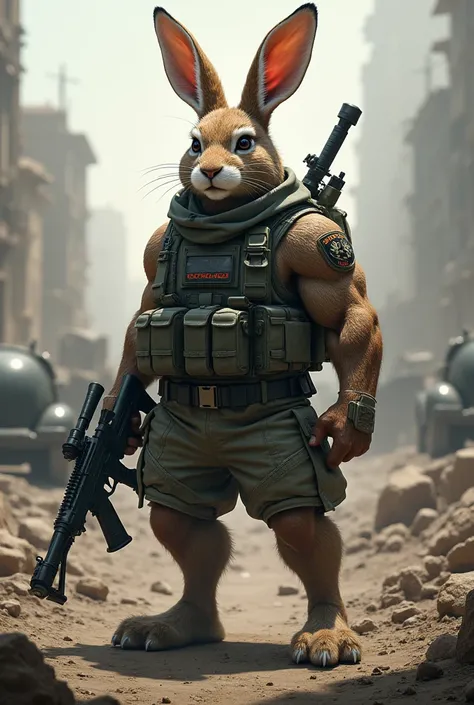 A rabbit with great physical strength in the army is ready for war