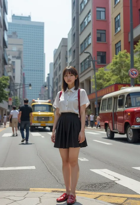  documentary photo 1980 ,  super real ,  Photorealistic,  she looks so happy , shadow, Global Illumination, Alone, (Teenage Japanese Girl:1.5), So beautiful壊れやすい日本の女の子, So beautiful、 Very cute but cool face like a boy , ( very big breasts),  surimi waist ,...