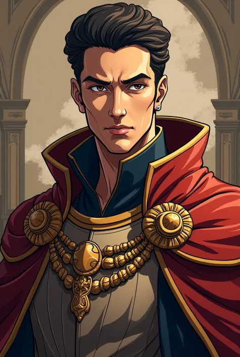 Draw an anime-style portrait of :  Theodoric first as an Ostrogothic prince of 520 AD, about 40 years old.