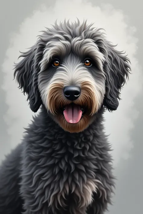 saint berdoodle grey stroke painting