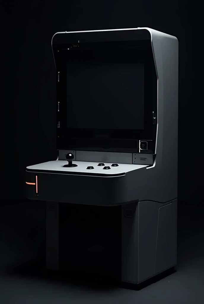 A machine similar to an arcade ,  but without the levers and that there is only one key inserted in a slot which activates the machine which is where the levers were,  the arcade screen must be black 