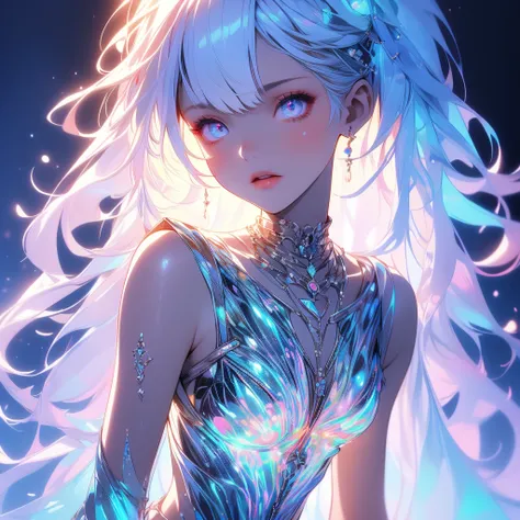 Pretty Pirate 、1girl,((( Dynamic Best Composition 、 super detailed 、 high definition、 top quality、 Masterpiece、 Official Art 、 Perfect Anatomy)))、 Milky White and Light Blue Gradation Hair Color、 Gothic Pirate Fashion 、 Pirate Hat 、 Cute Eyepatch 、 neon co...