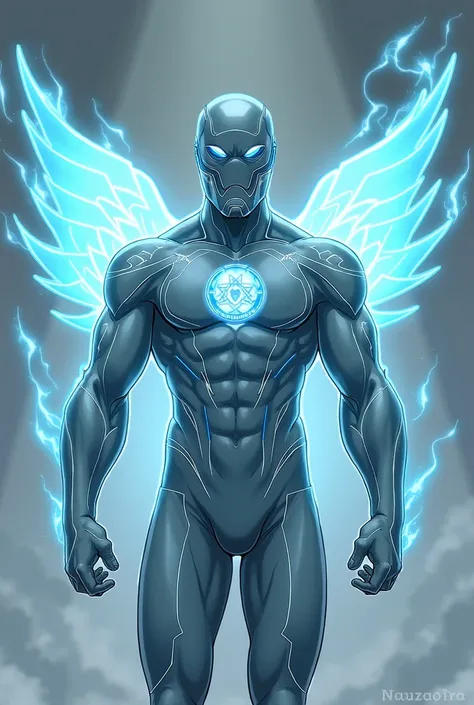 Oxygen element superhero misty gray w a hint of blue The color of his suit is misty gray with a hint of
light blue and breathable fabric with a oxygen mask and oxygen wings ,glowing lines that light up the patters on the
suit when using its pow more cartoo...