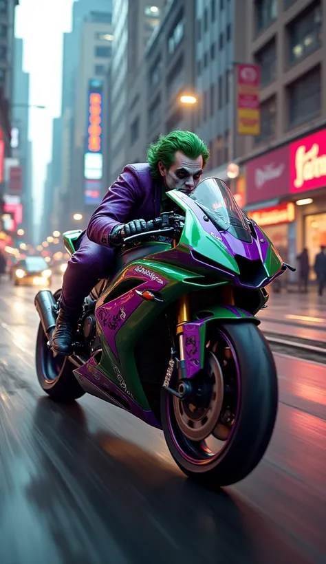 Joker-shaped Motorbike,  in the city High Resolution, 