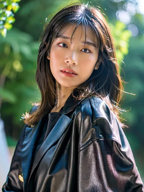 A stunningly realistic Picture of a beautiful indonesian girl comes to life through the lens of the RealisticVision4 model. She is wearing a jacket,Her captivating features are accentuated by the vividness of her black hair, which shimmers under volumetric...