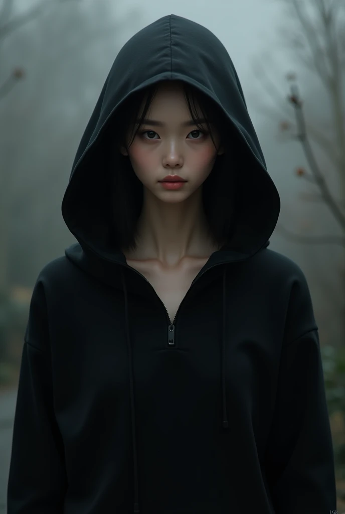 Asian  in black hoodie