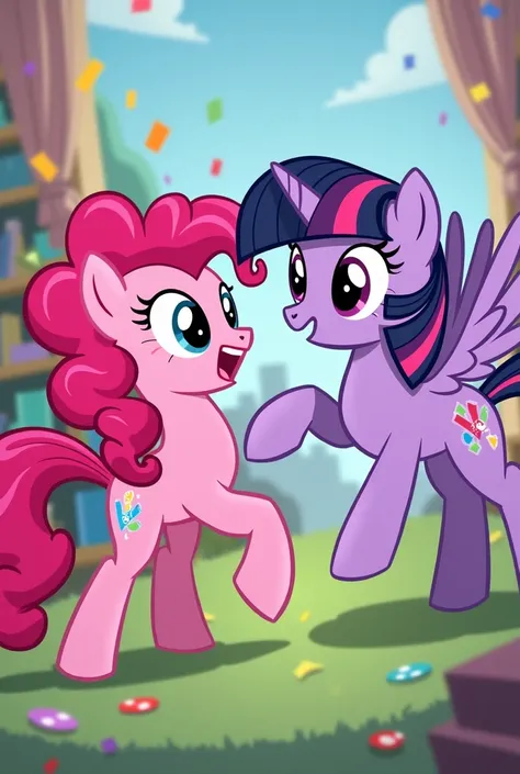 Pinkie Pie batendo em Twilight Sparkle