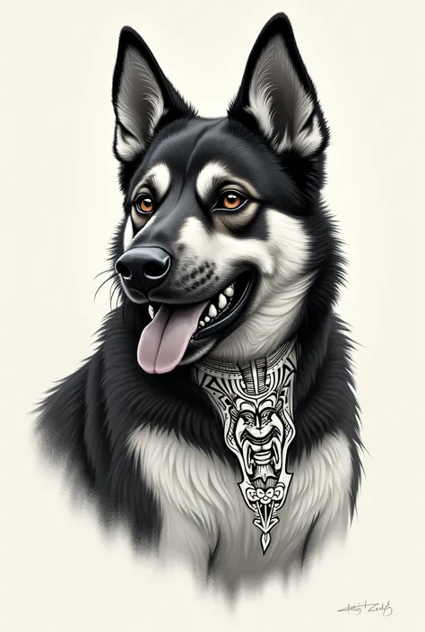 Throat tattoo 
Dog drawing 