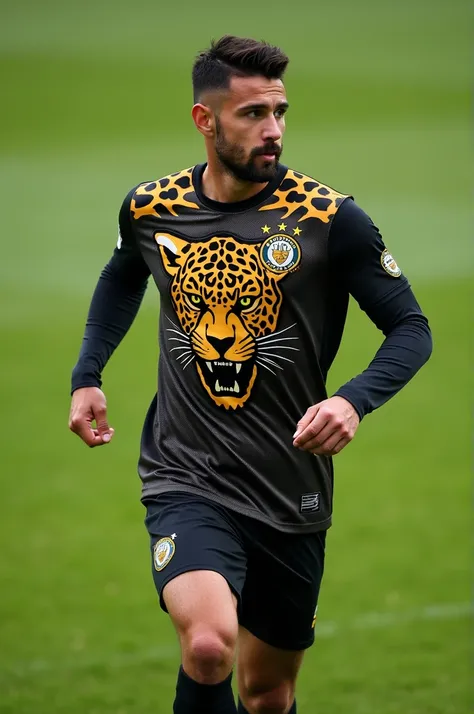 Long sleeve soccer t-shirt with jaguar design