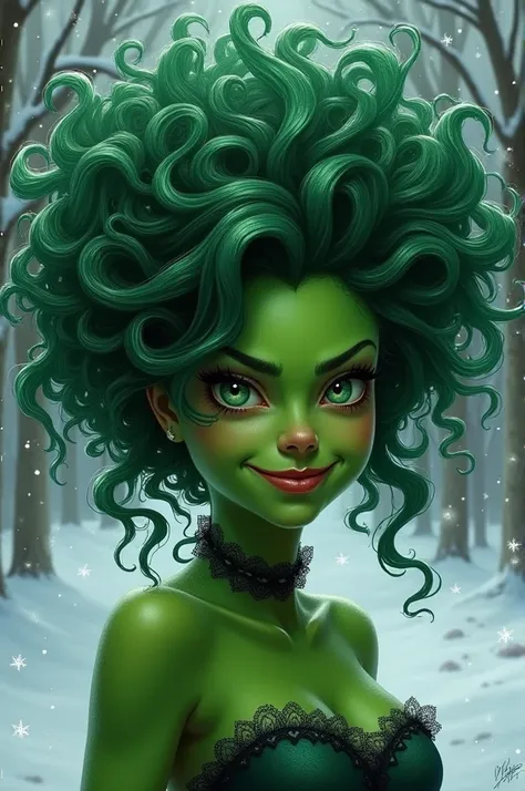 Grinch woman with curly hair