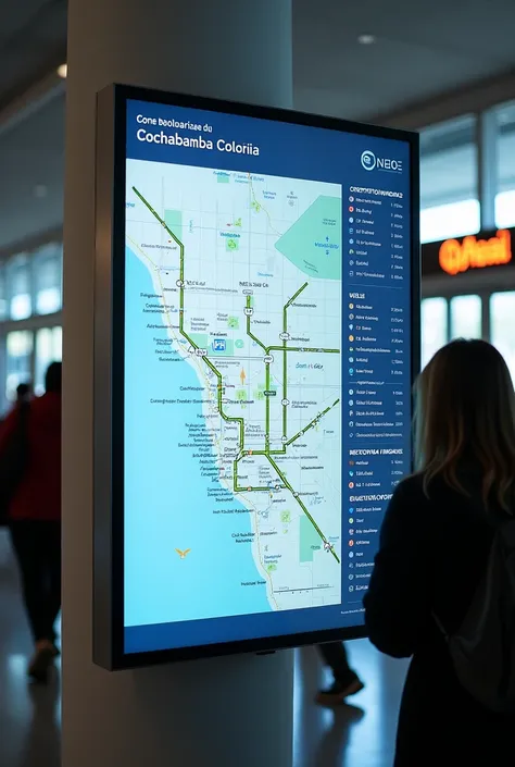 Public transport route visualization screen in Bolivia - Cochabamba