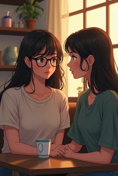 ( After reading several opinions, girls are more relaxed .) One of them, Well, She has glasses and bangs . The other one, Laura,  she has no glasses or bangs .)