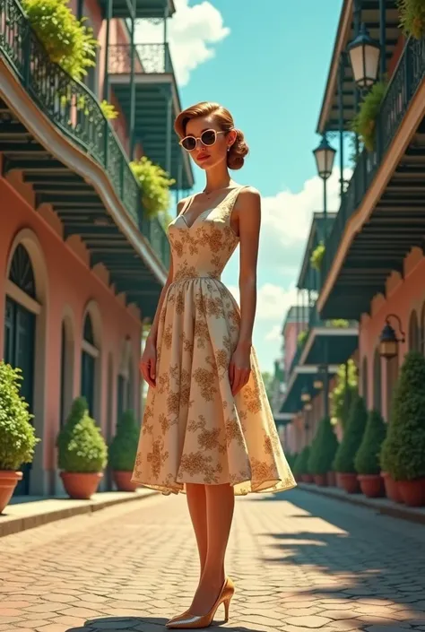 Woman in clothing from the 1950s in New Orleans