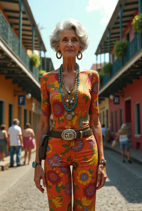 Woman in 70s clothing in New Orleans