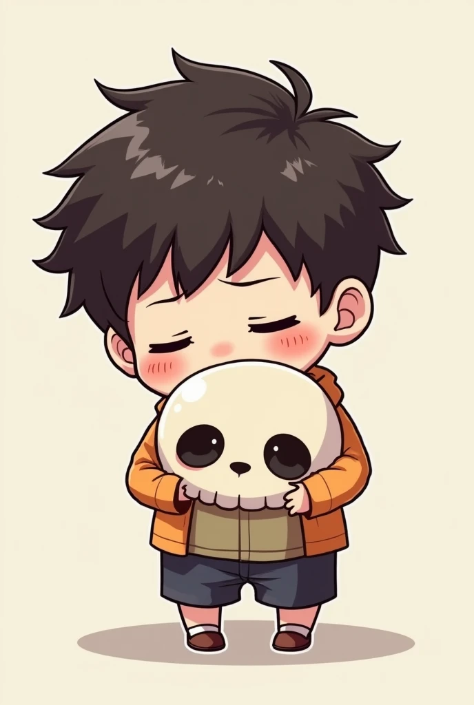  a cartoon boy holding a stuffed animal in his hands,  an anime cartoon by Yi Inmun , tumblr, Digital Art, cartoon, Chibi Art,  Cute cartoon , Ruan Fofa VTuber , Fanart oficial, cute art,  high quality fanart ,  Cute cartoon  character, cute Digital Art,  ...