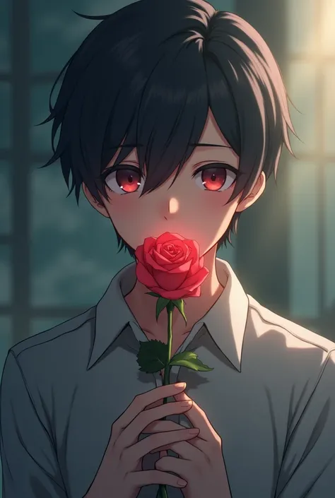 Take a profile picture ,  with the guy holding a rose and a half sad, From anime I dont show my face