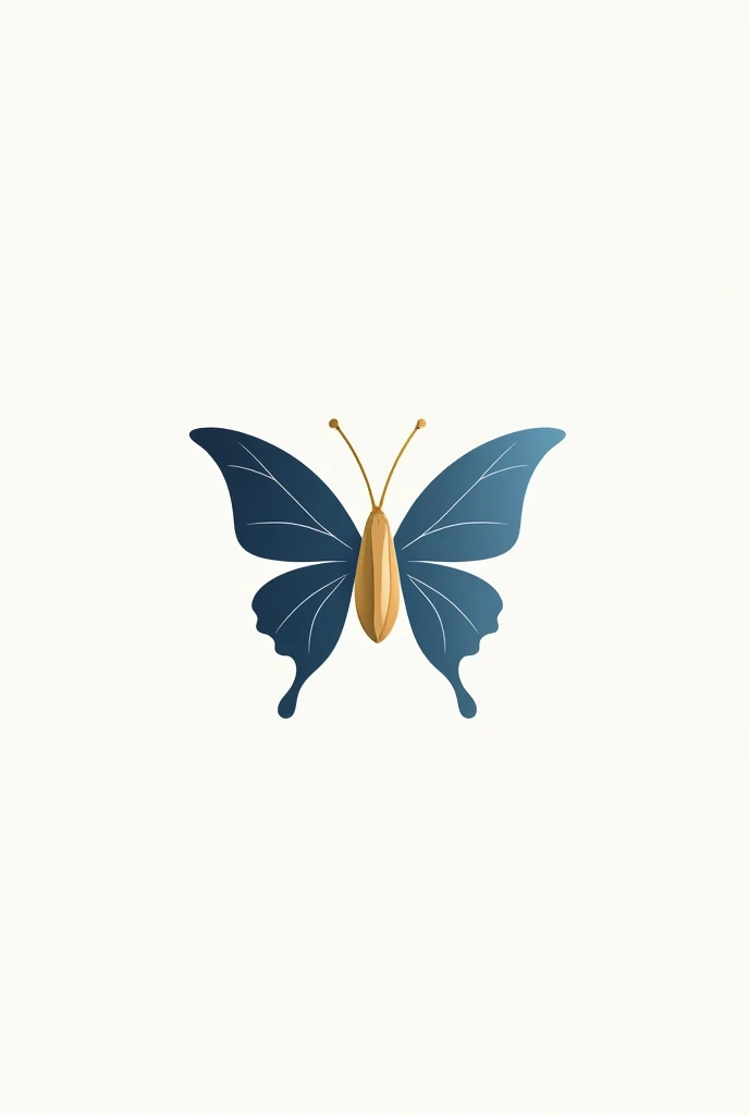  Design a logo that combines a butterfly with blue wings and a body subtly inspired by a peanut ,  using a color palette that includes white and gold ,  to reflect the elegance and quality of the companys product ,  with a modern and minimalist style that ...