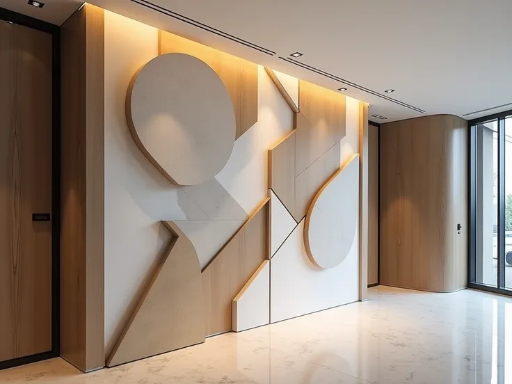 create an abstraction releif wall in modern office hall