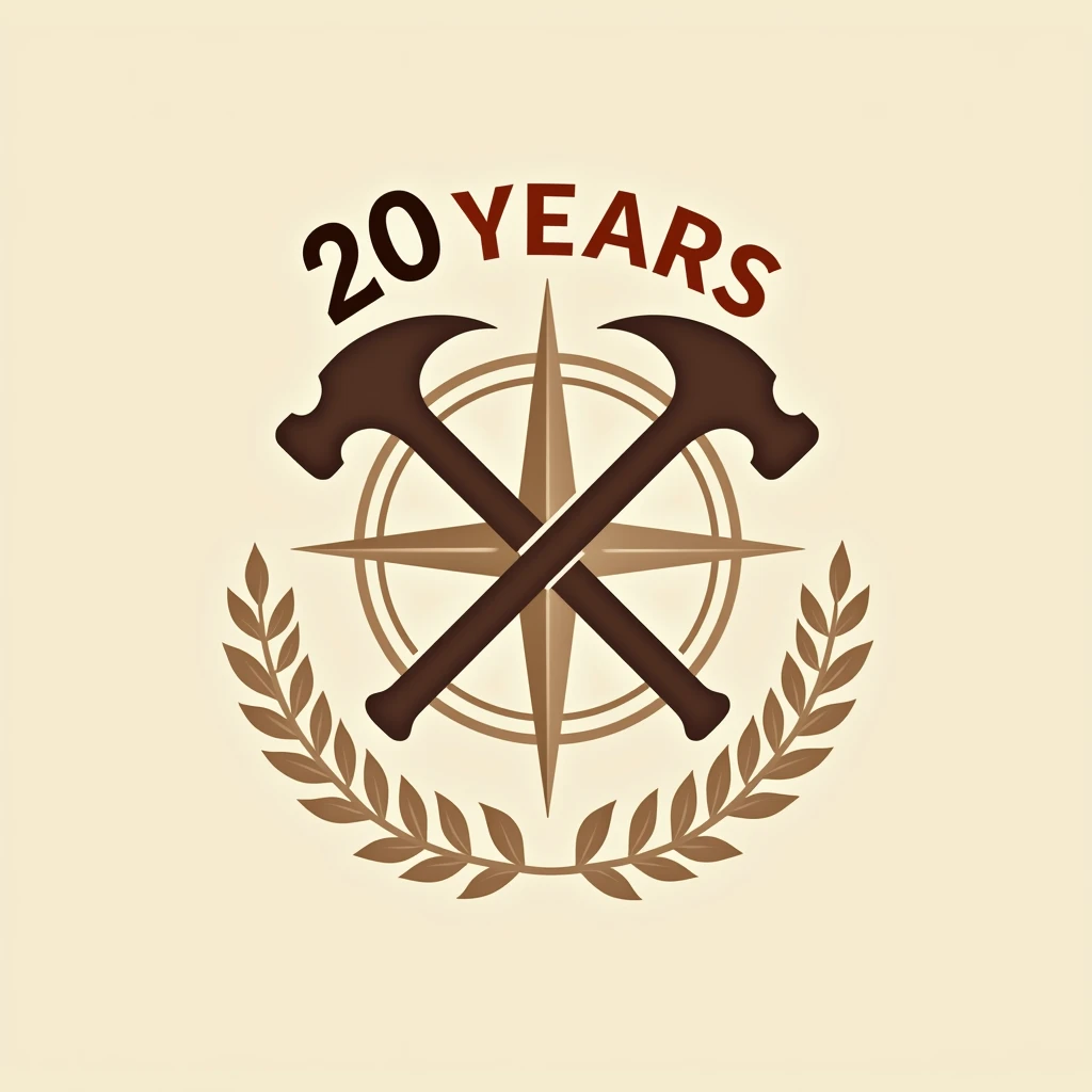  To create a logo that celebrates 20 years of FAGEO using petrographic hammers and geological elements,  heres a detailed idea for you or a graphic designer to implement :

 Logo Description :
Central Element:

 pickaxes crossed with another  (in the forma...