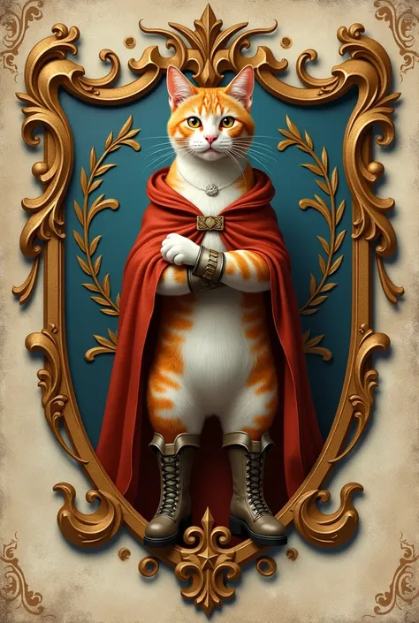 simple coat of arms with cat in boots elements