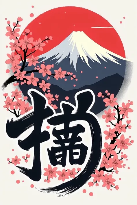 "A logo inspired by Japanese tradition for an anime streaming website WANIME, featuring cherry blossoms, Mount Fuji, and bold Japanese typography with red, white, and black color tones."
