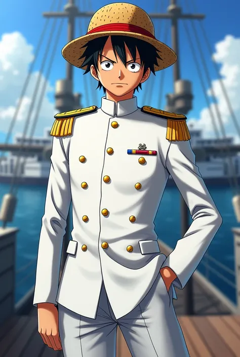 Luffy in Navy admiral outfit