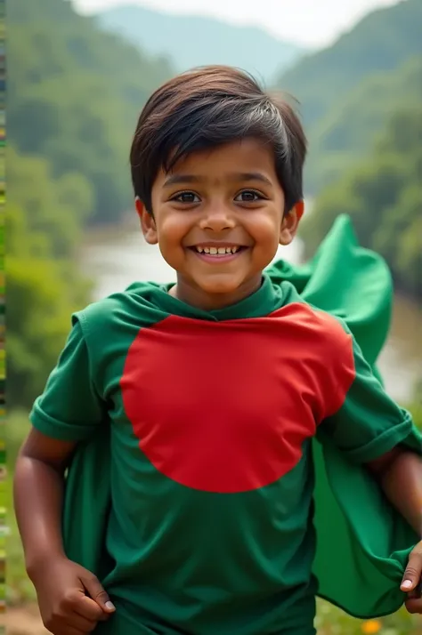 A boy with Bangladesh flag 