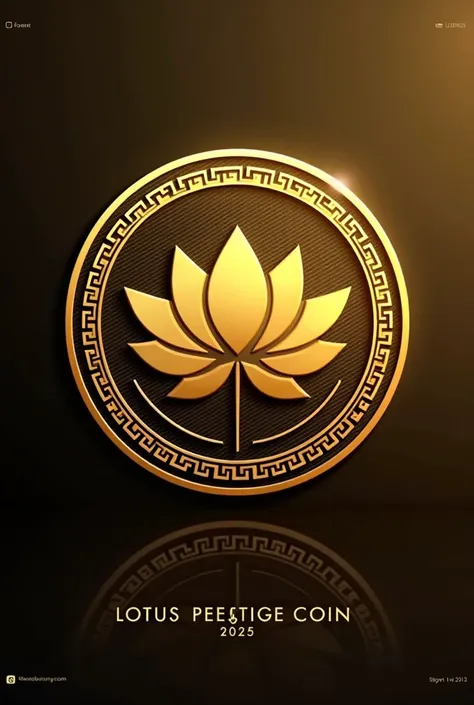  Cryptocurrency with the name : Lotus Prestigie Coin 2025 ,  gold or gold that is modern with a futuristic and elegant touch 