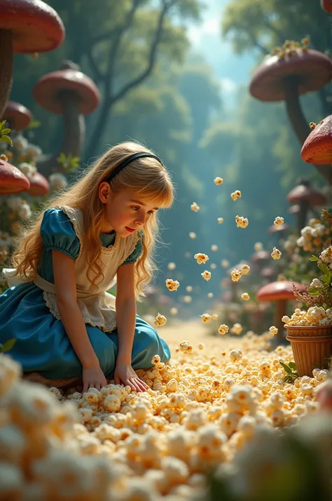 Alice in Wonderland watching popcorn
