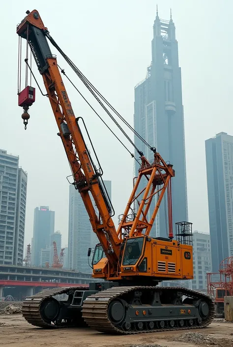 Crawler crane carrying a sign that says AURIGA 2025