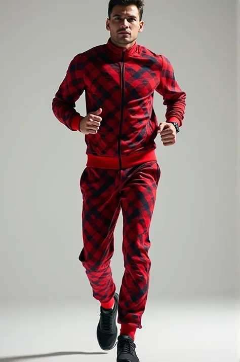 Jogger cuadrille red with black Christmas motif
