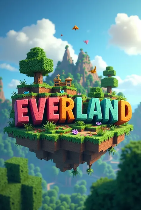 Make me “everland” in minecraft-like letters for a Minecraft server logo 