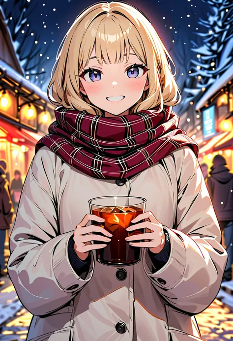 EyesHD:1.2, masterpiece, best quality, ultra-detailed, very aesthetic, sharp focus, depth of field, vibrant Christmas market at night, detailed festive background, cinematic, two otokonoko dressed fashionably, enjoying their winter date,  
the stylish one:...