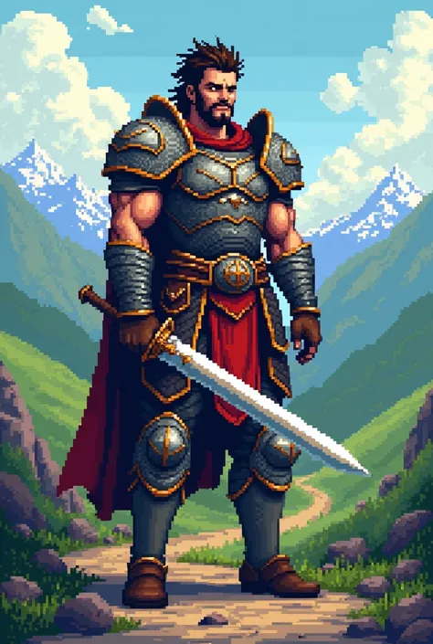 16-bit pixel art of a warrior for an rpg