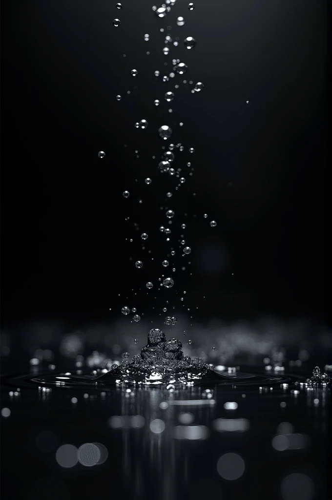 Create a 3D black background images drops of water