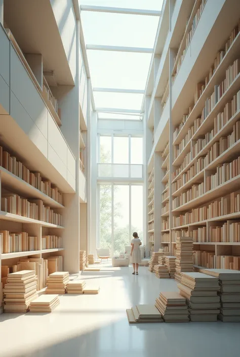 Picture with books, something original and modern, library-like place 