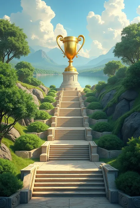 a landscape with long steps and in the end this is a trophy 