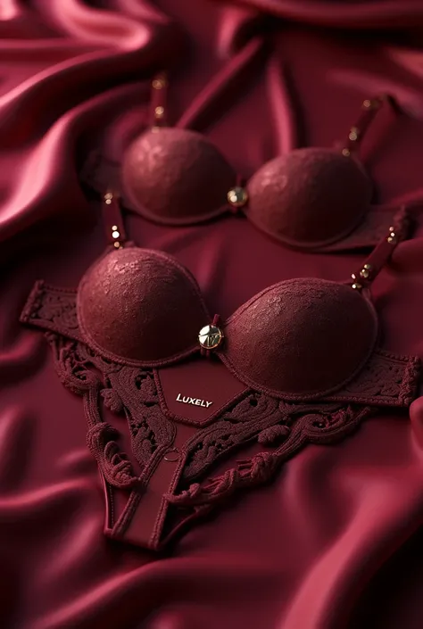 Womens underwear with the Luxely logo in wine color 