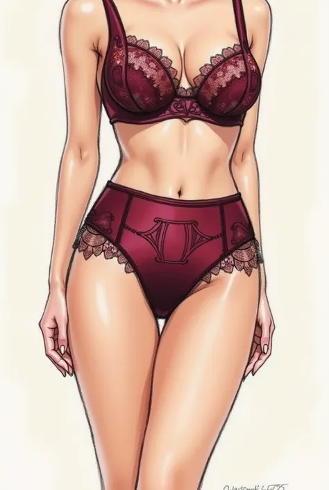 Womens underwear drawing with large logo 
Luxely wine color 