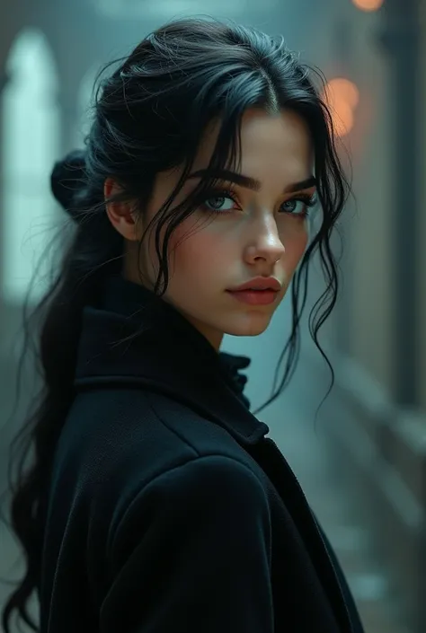 Very attractive black-haired girl with black eyes, about , inspired by the Scamander family from the universe of fantastic beasts and where to find them