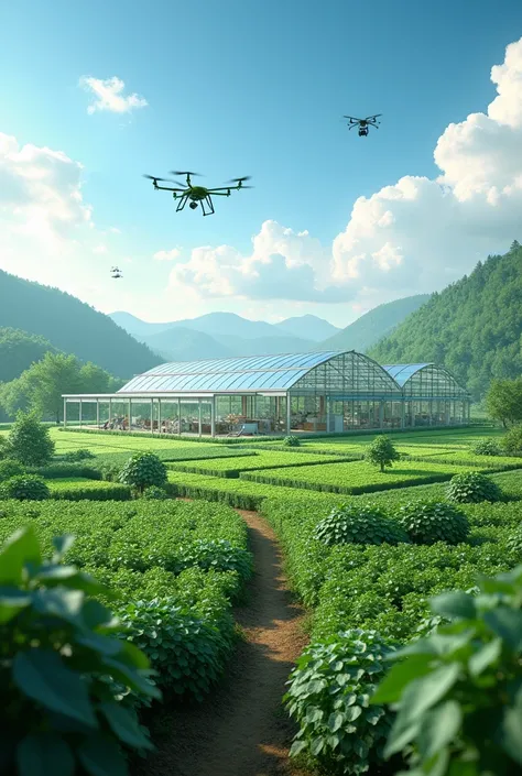 generate a realistic image for Empowering Agriculture Through AI Innovation but do not use any people no futurustic inventions